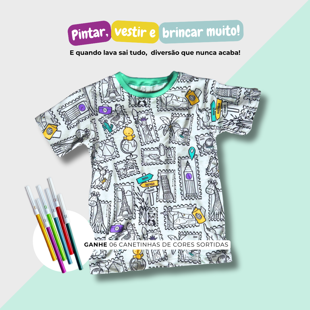 Camiseta Viagem Colorida